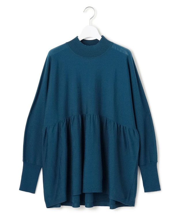 23区 【洗える】ウールギャザー ドルマンスリーブ ニット ピーコックグリーン系