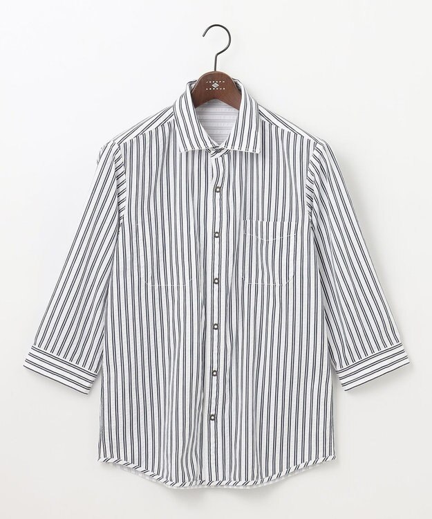 JOSEPH ABBOUD 【キングサイズ・オーガニックコットン/サスティナブル】JOE COTTON プリッセリバー リバーシブル シャツ ホワイト系1