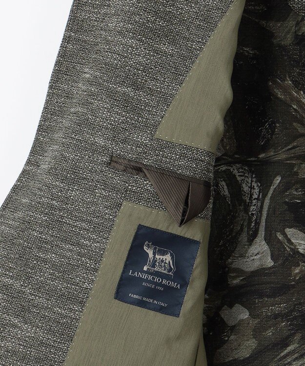 JOSEPH ABBOUD 【イタリア素材/軽量/ストレッチ】バックプリントジャージー ジャケット カーキ系