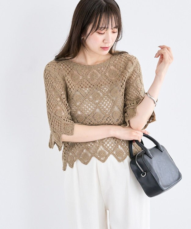 Green Parks ・ＳＵＧＡＲ　ＳＰＯＯＮ　クロシェプルオーバー Gray Beige