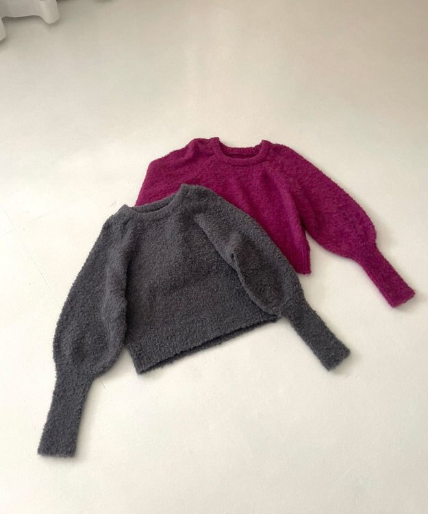 Feroux 【洗える】ブークレーラグラン ニット グレー系