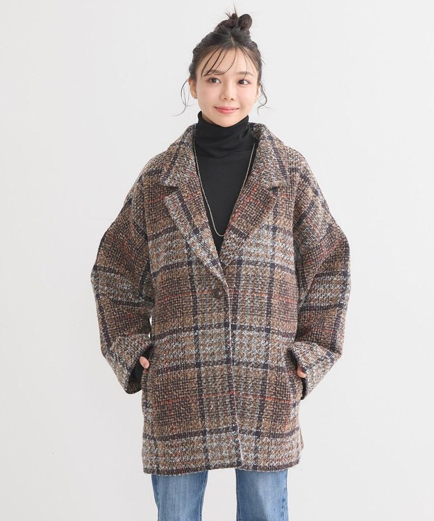 earth music&ecology オーバーテーラードジャケット　チェック Check
