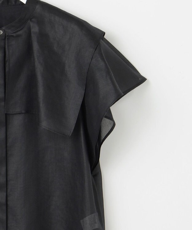 23区 【接触冷感/洗える】シアーフィルム ブラウス ブラック系