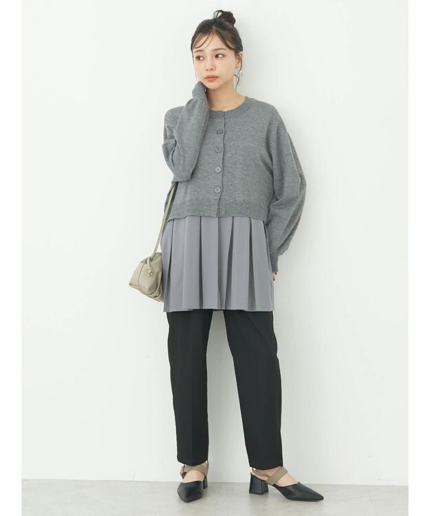 earth music&ecology プリーツドッキングカーディガン Gray