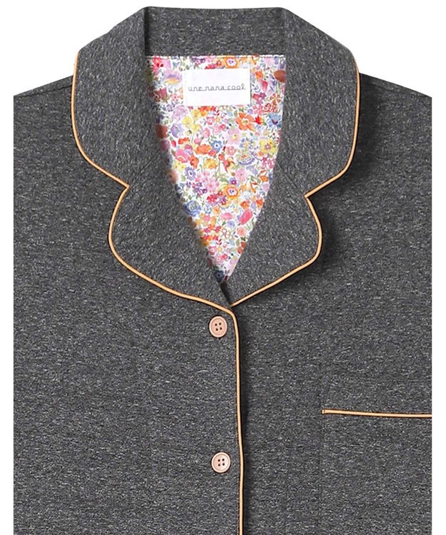 une nana cool 【綿100%】やわらか杢フライスパジャマ MADE WITH LIBERTY FABRIC ダークグレー