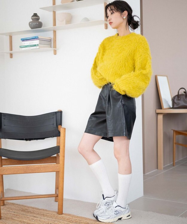 WEGO ブラッシュニットショートプルオーバー イエロー