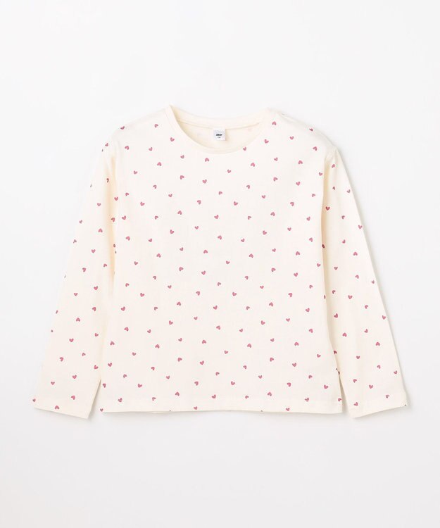 ANY KIDS 【一部店舗/WEB限定】【綿100%】プリント 長袖Tシャツ エクリュ×ハート