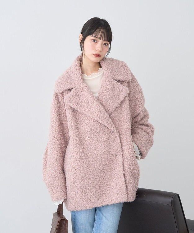 earth music&ecology ループファーコート Pink Beige
