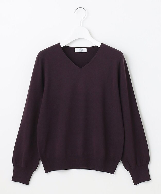 J.PRESS LADIES 【洗える】PRINCE Vネック ニット パープル系