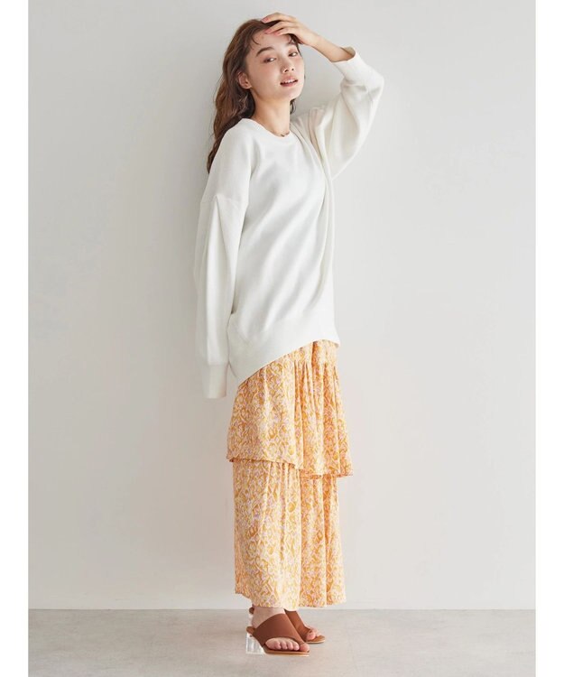 AMERICAN HOLIC ティアードエスニックプリントスカート Orange