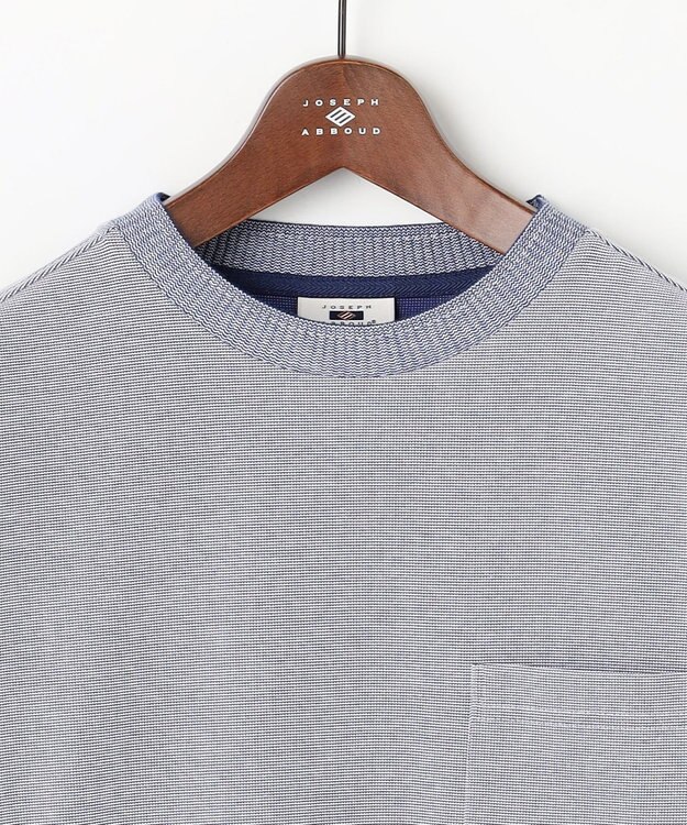 JOSEPH ABBOUD 【JAPANファブリック・日本縫製・清涼】ミラノリブWフェイス長袖Tシャツ ブルー系