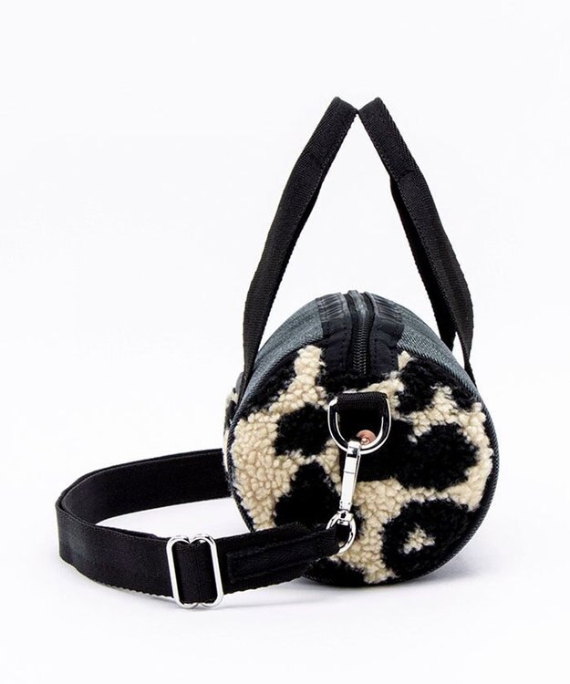 LeSportsac DENIM ROLL BAG/ブラックデニム/レオパードシェルパ ブラックデニム/レオパードシェルパ