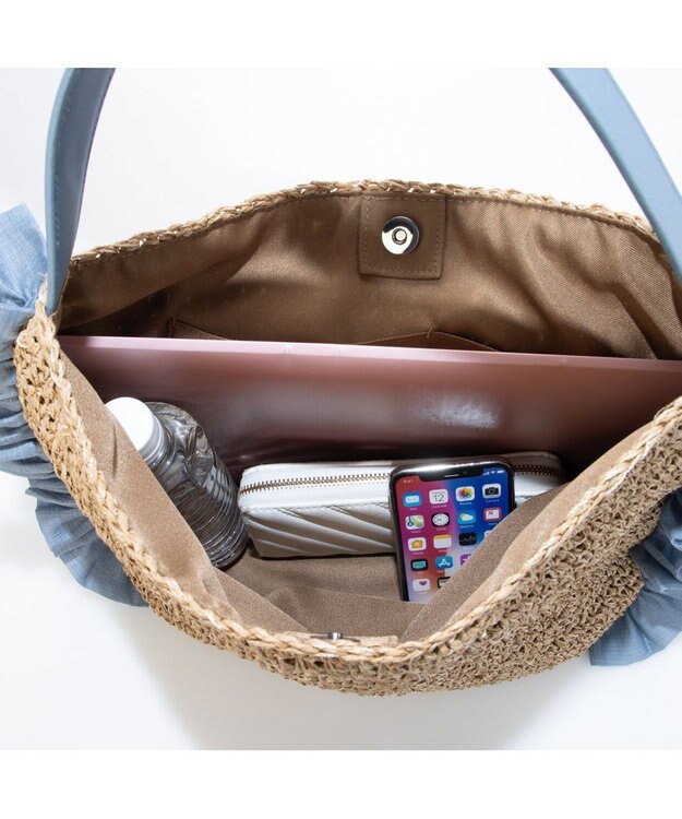 UNBILLION カシュカシュ cachecache / サイドフリルワンンハンドルトート カゴバッグ ブルー