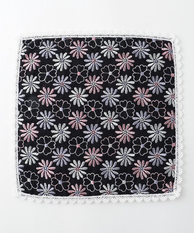 TOCCA EMBROIDERY FLOWER GAUZE  ガーゼハンカチ ブラック系