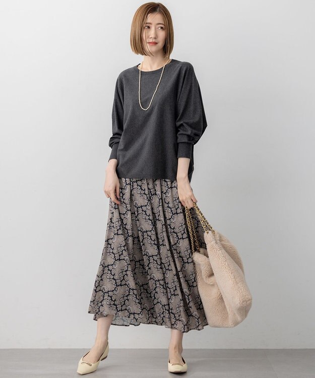 23区 【洗える】Ratti ヴィンテージペイズリープリント スカート モノトーンプリント