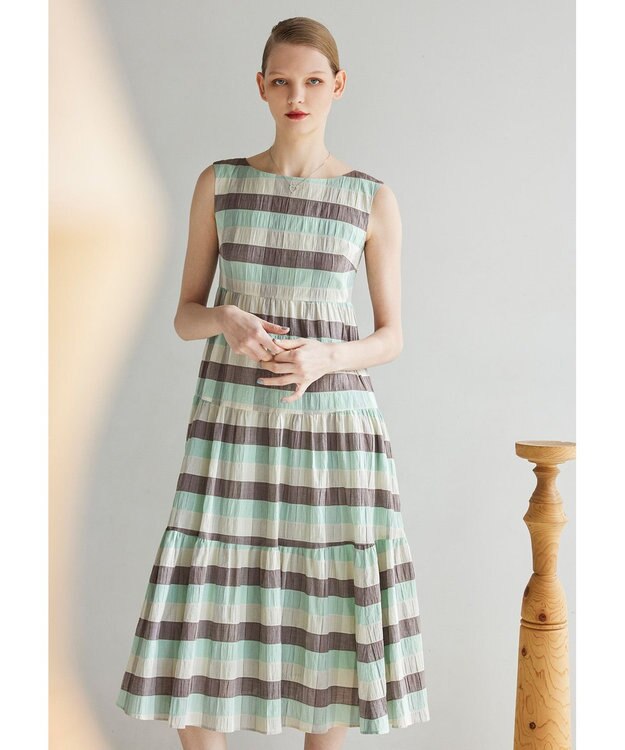 TOCCA 【美人百花掲載】【洗える・消臭】OPTICAL CUBE DRESS ドレス グリーン系5