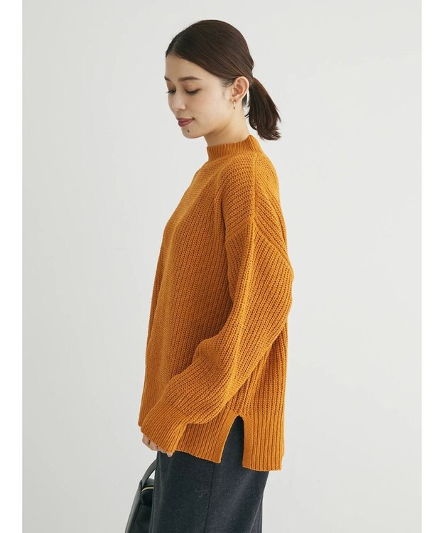 Green Parks ｍｏｋｏモール畦編みモックネックプルオーバー Yellow