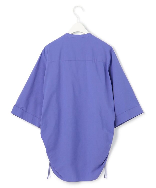 ICB 【洗える】コットンモダールローン バンドカラーシャツ ブルーベリー系