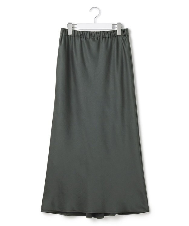 23区 L 【洗える】テクスチャーサテン ナロー スカート グレー系