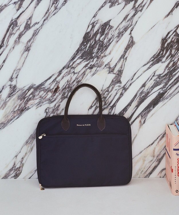 Maison de FLEUR レザーハンドルPCケース Navy