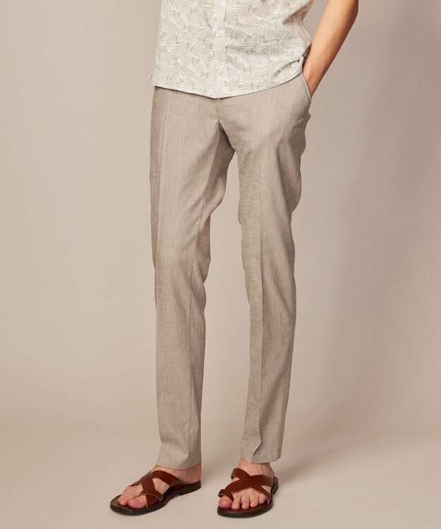 JOSEPH ABBOUD 【ウエストも伸びる！/ストレッチ】ミックスリネンシャンブレーパンツ ベージュ系