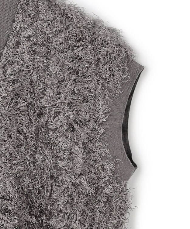 BEIGE， LYCORIS / カットフリンジ Vネックニット Gray