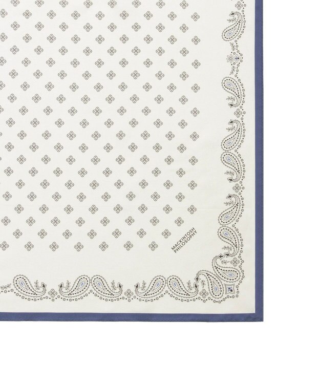 MOONBAT 【シルク100%】MACKINTOSH PHILOSOPHY(マッキントッシュ フィロソフィー）幾何柄 シルクプリントスカーフ 日本製 68cm×68cm UV対策 オフホワイト