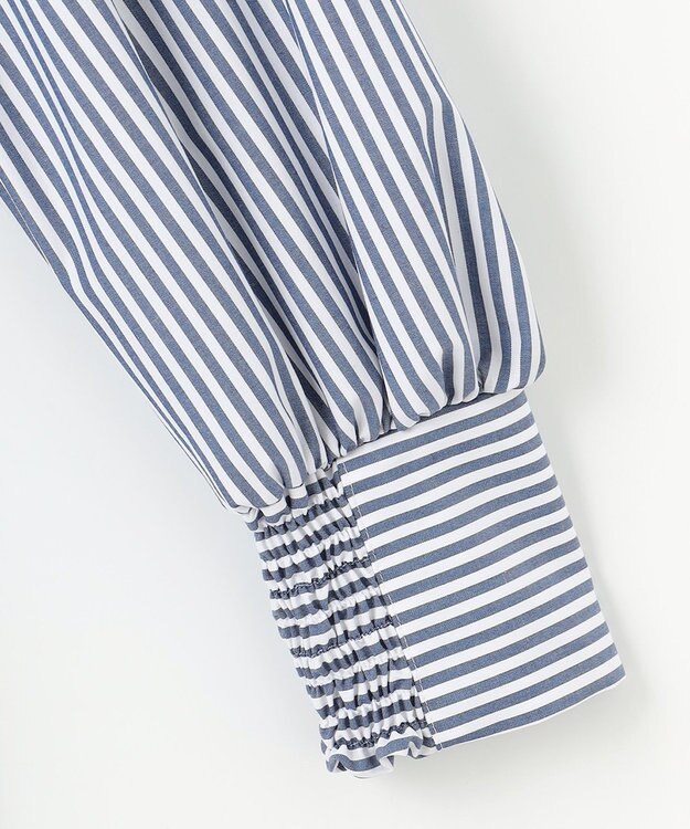 #Newans 【シワになりにくい/洗濯機可能】ダブルフリルヘムシャツ ネイビー