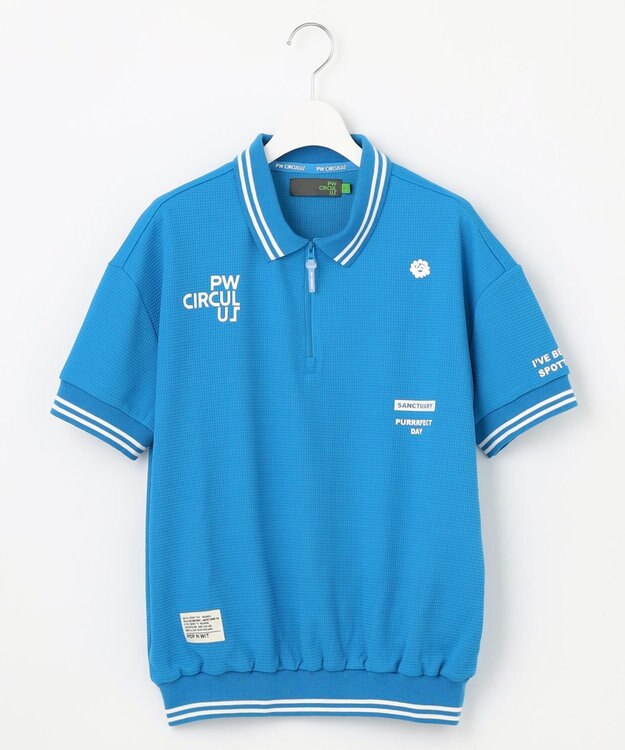 PW CIRCULUS 【WOMEN】ワッフルポロ ゴルフウェア レディース スカイブルー系