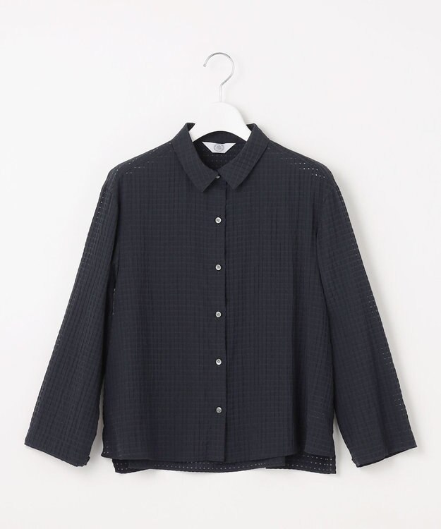 J.PRESS LADIES 【洗える・吸水速乾】トリオシアーチェック シャツ ネイビー系