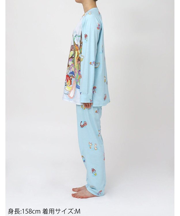 tsumori chisato SLEEP ツモリチサト パジャマ 綿100%(本体) スムース素材 長袖 長ズボン レディース UDX590 /ワコール サックス