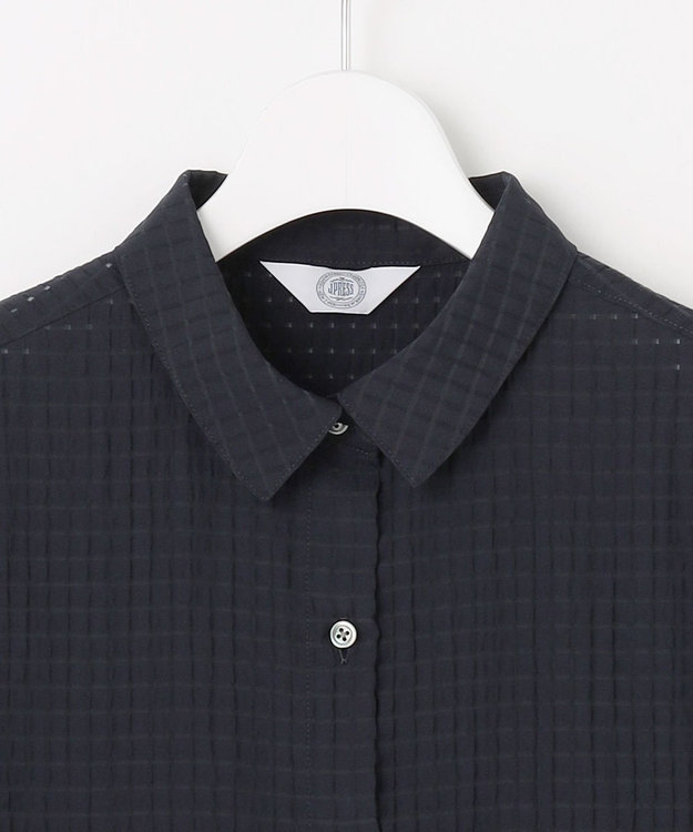 J.PRESS LADIES 【洗える・吸水速乾】トリオシアーチェック シャツ ネイビー系