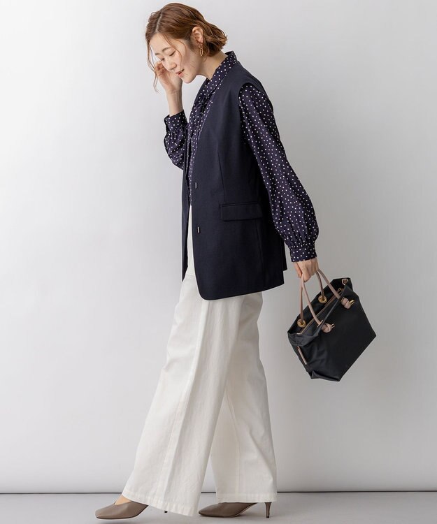 23区 【先行予約】アイアスマットストレッチ ノーカラージレ ネイビー系