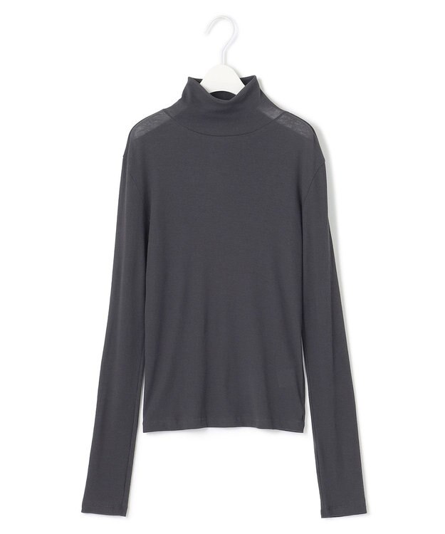 ICB L 【新色追加・洗える】 パウダリーリブ ハイネックプルオーバー チャコール系