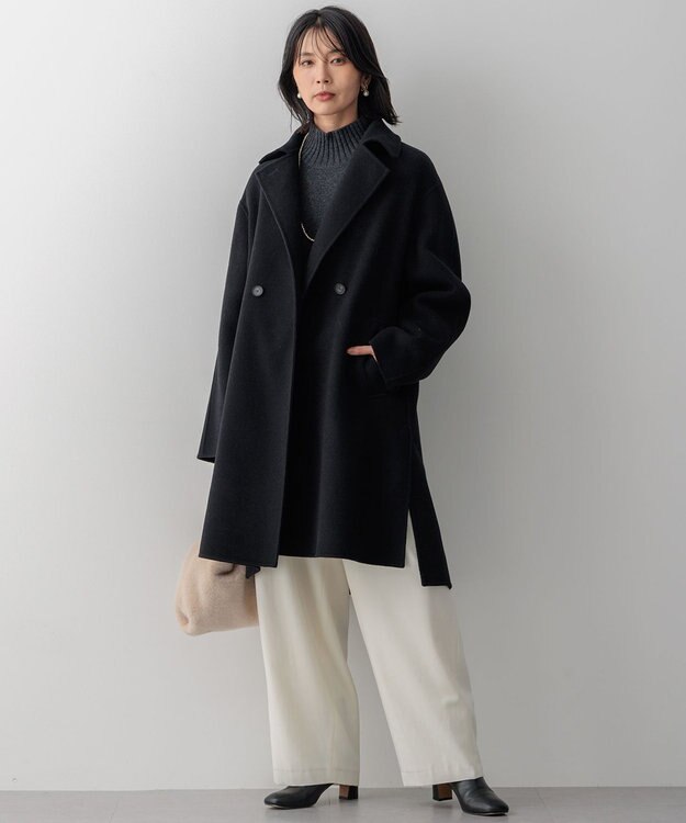 23区 L 【滝沢眞規子さん着用/Oggi掲載】MANTECOPure リバーコート ブラック系