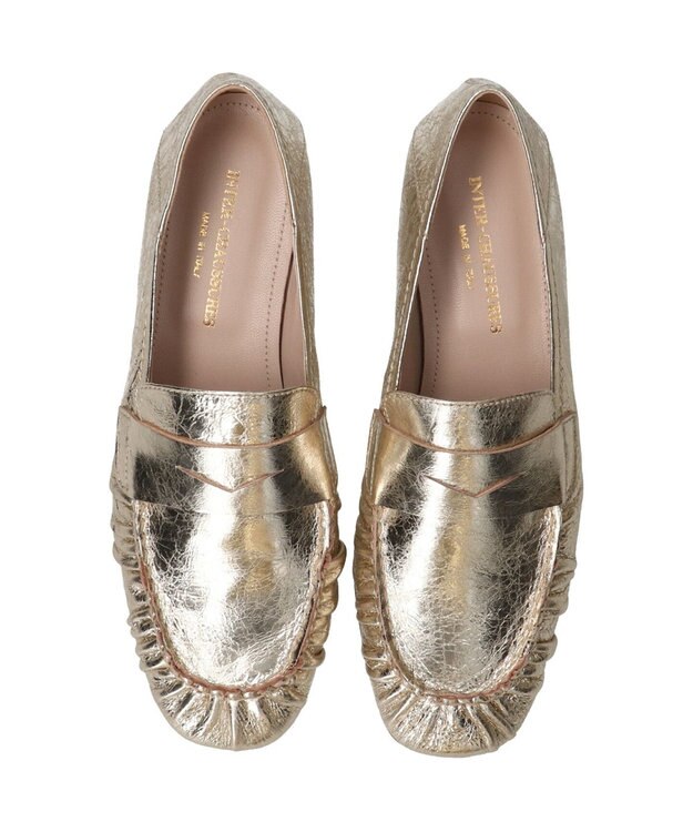 INTER-CHAUSSURES 【INTER-CHAUSSURES】ラウンドトウベーシックローファー ゴールド