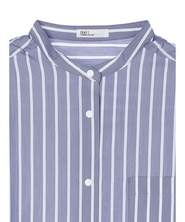 CRAFT STANDARD BOUTIQUE プランサーボタンシャツワンピース Stripe Blue