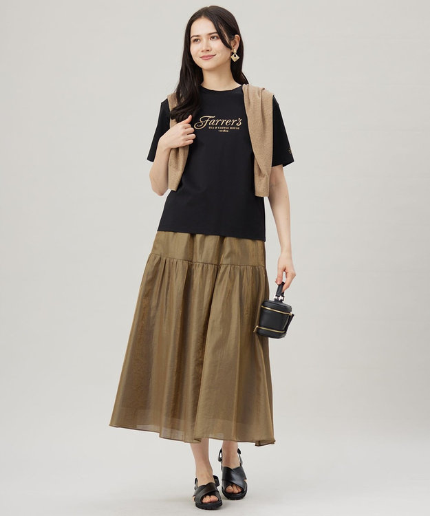 自由区 【洗える】ブライトシアーシャンブレー スカート ブロンズ