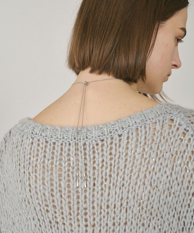 GRACE CONTINENTAL スパンコール畦ニットトップ グレー