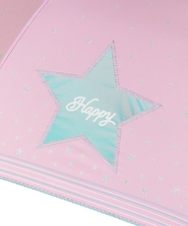 MOONBAT キッズ 晴雨兼用日傘 長傘 ビニール窓 スター 50cm 遮光 遮熱 UV ピンク