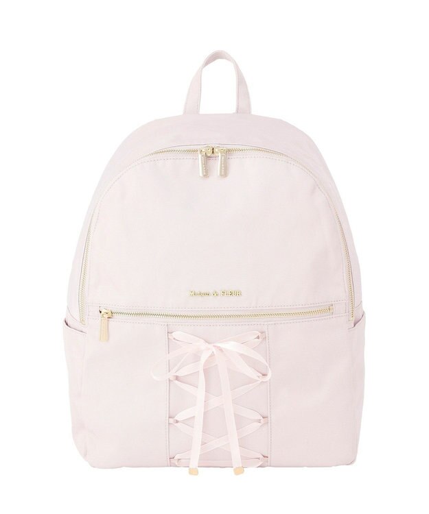 Maison de FLEUR 撥水加工レースアップリボンリュック Grayish Pink