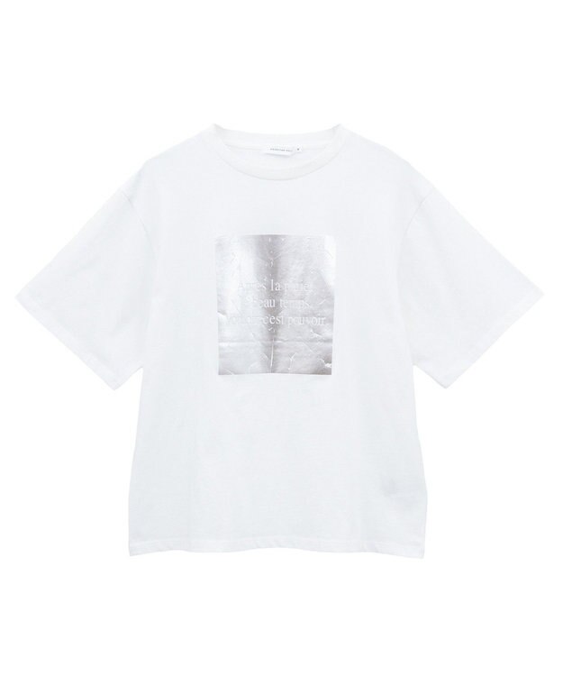 AMERICAN HOLIC ボックスロゴ箔プリントＴシャツ Off White