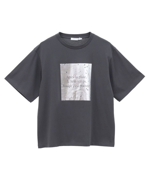 AMERICAN HOLIC ボックスロゴ箔プリントＴシャツ Charcoal Gray