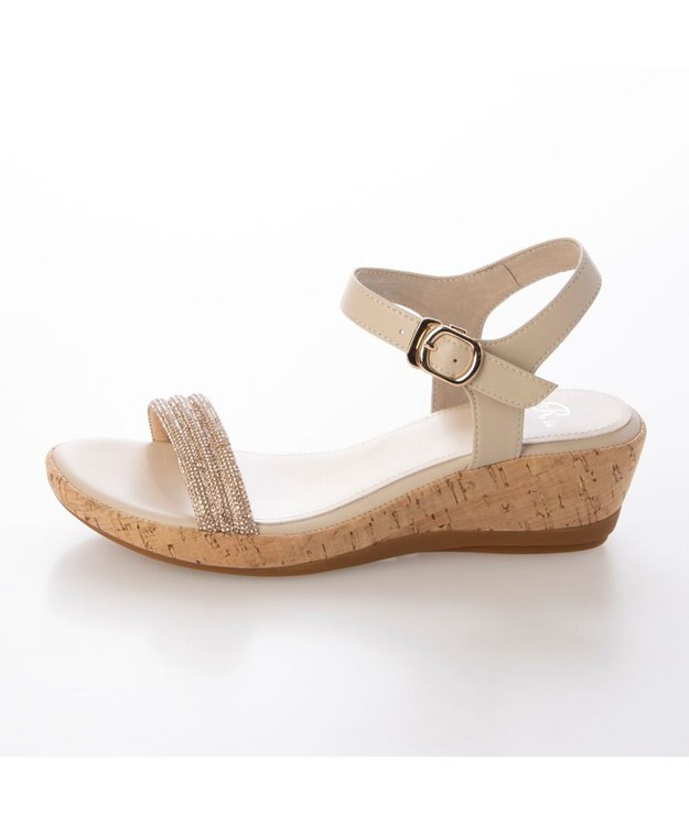 Riz raffinee <Riz raffinee>ラインストーン付ウェッジサンダル ベージュメタリック