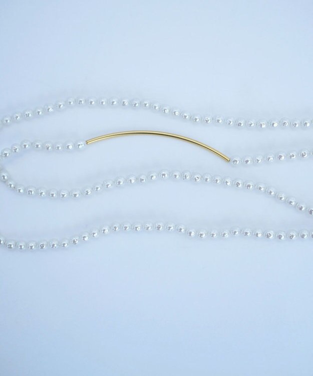 monshiro 【2WAY/ヴィンテージパール】ラインバーグラスパールロング ネックレス ホワイト×ゴールド