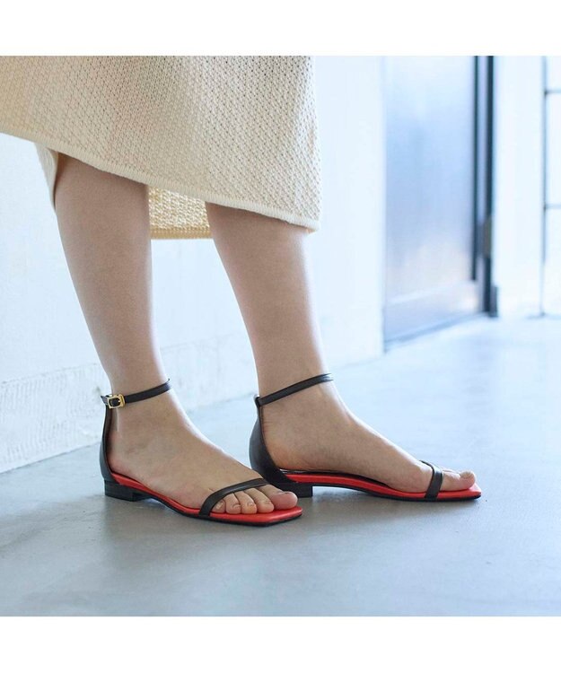 MODE ET JACOMO <MODE ET JACOMO>スリムストラップフラットサンダル ダークブラウン