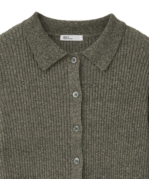 CRAFT STANDARD BOUTIQUE ミックスカラーポロ襟ニットカーディガン Gray
