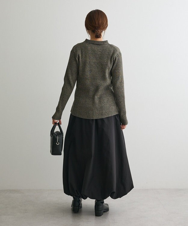 CRAFT STANDARD BOUTIQUE ミックスカラーポロ襟ニットカーディガン Gray