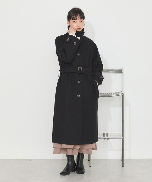 earth music&ecology 2WAYカラーロングコート ブラック