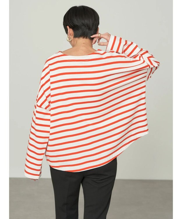 AMERICAN HOLIC ボートネックボーダープルオーバー Red